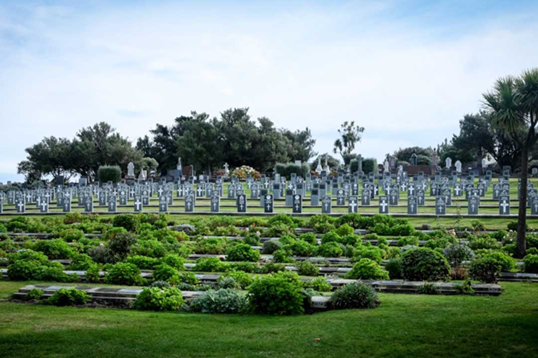 Picture of a graveyard with war graves.