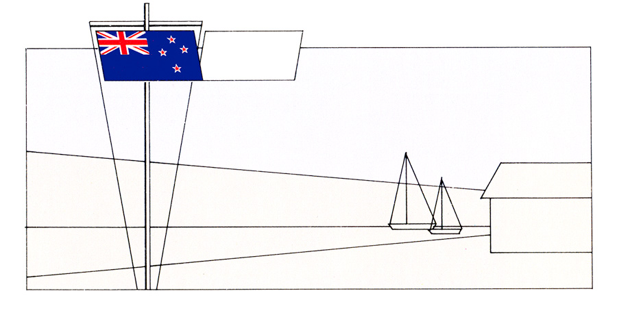 Flag shown on left of another flag on a flagpole