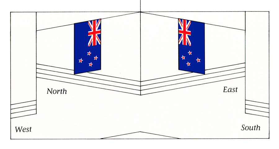 New Zealand flag  hung over east-west and north-south streets