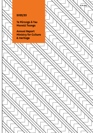 Cover of 2022-23 Annual Report for the Ministry for Culture and Heritage