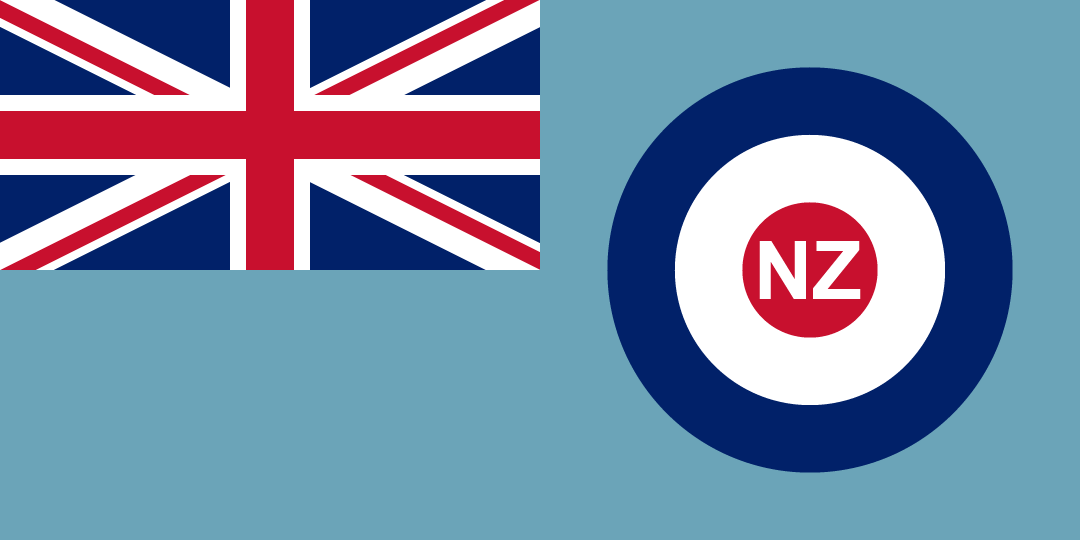 Flag with Union Jack in left top corner and roundrel with 'NZ' in middle on right