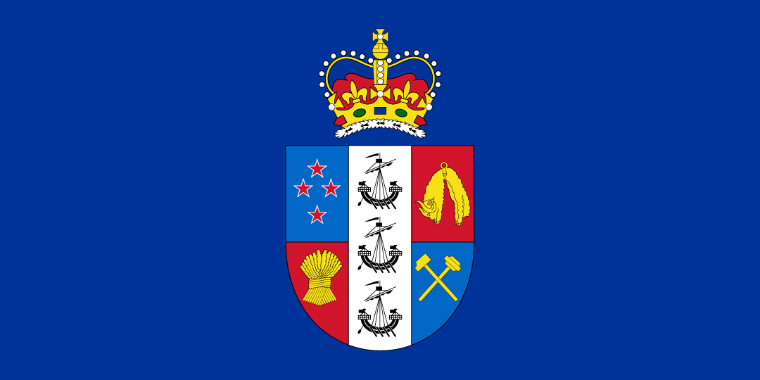 Crest of the Governor-General, a shield with a crown on top, against a blue background