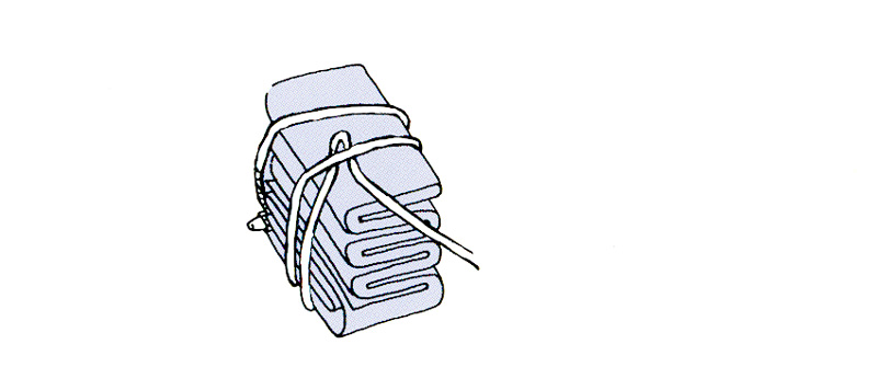 Illustration of a folded flag tied with halyard