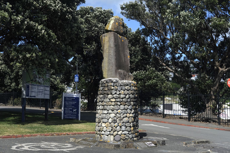 A stone memorial commemorating prisoners from Parihaka.