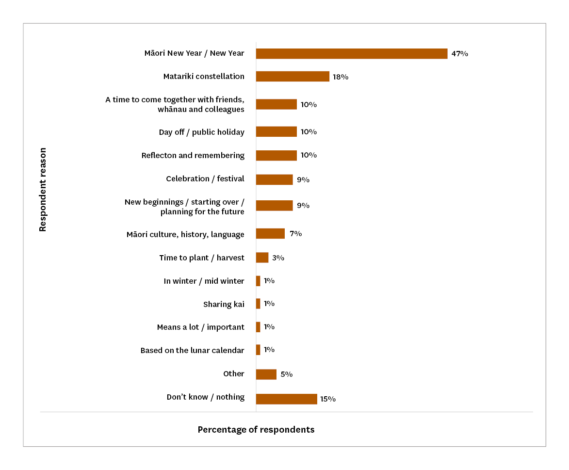 Bar chart showing the different meanings of Matariki to people