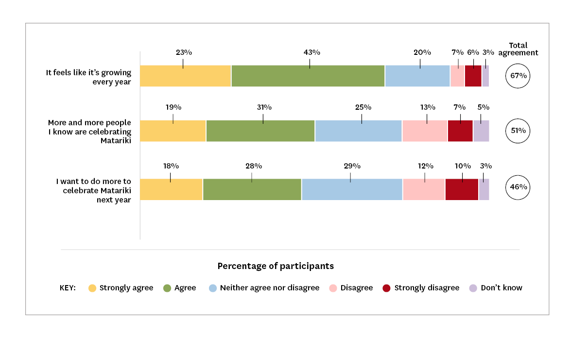 Bar graph showing New Zealanders' engagement with Matariki. Detailed description below