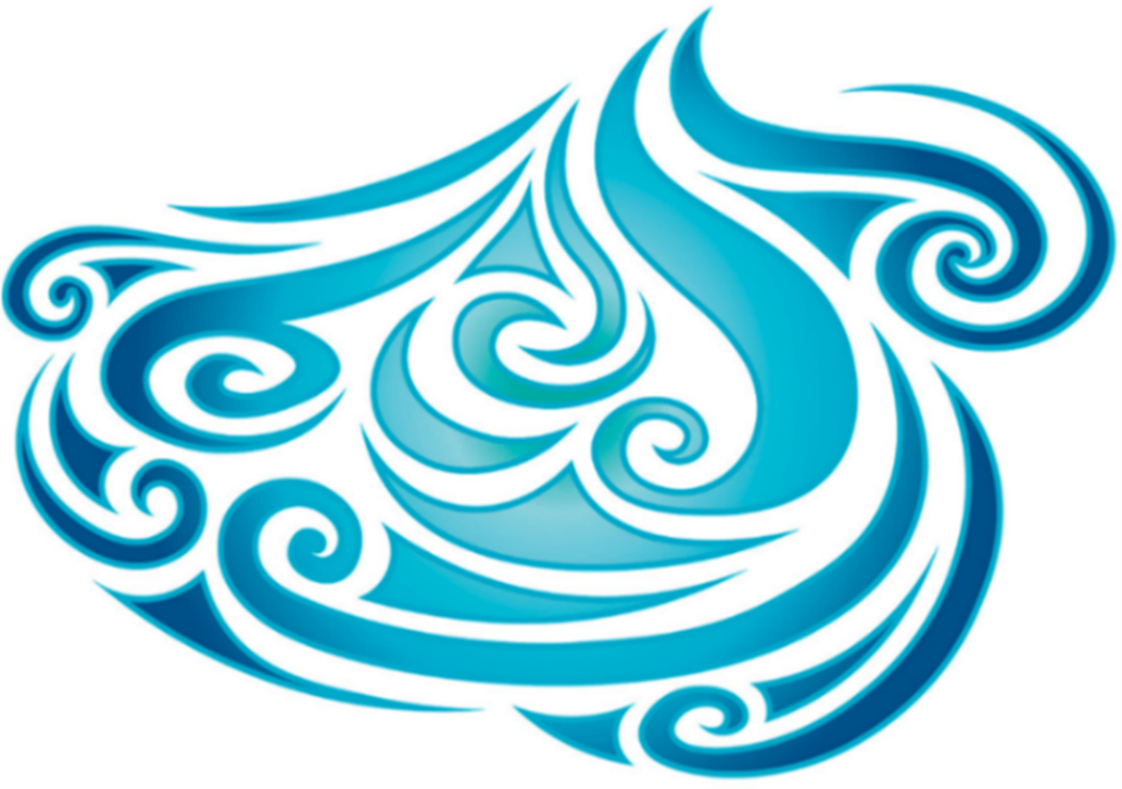Stylistic drawing showing eight interweaving wave forms