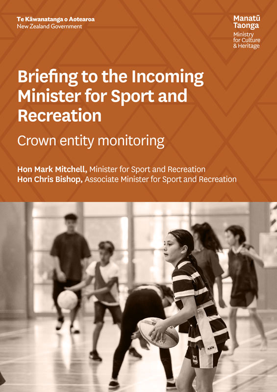 Cover for Briefing to the incoming Minister for Sports and Recreation 2025