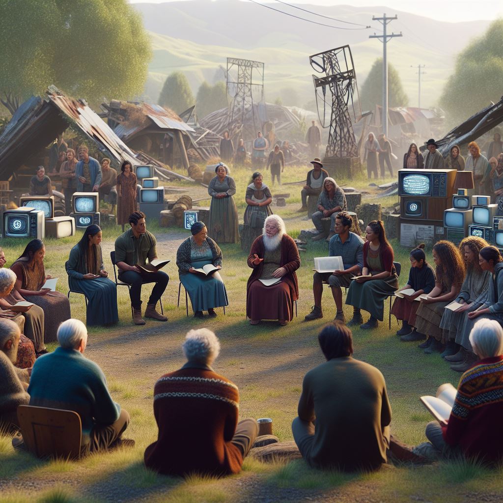 People siting around in circle discussing books