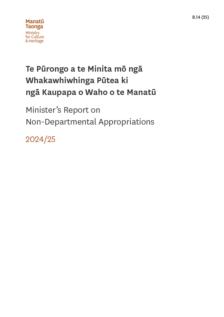 Cover for Minister's Report on Non-Departmental Appropriations 2024-25