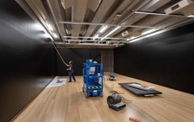 Artists installation being put together in a gallery