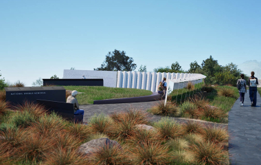 Rendered view of the National Erebus Memorial in Cracroft Reserve