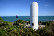 New Zealand Flag flying next to the Ataturk Memorial in Wellington