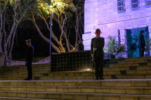 Guard of Honour standing alongside the Tomb at Pukeahu at a Dawn Service