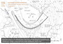 Aerial view sketch showing location of memorial against surrounding features