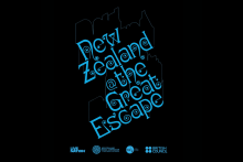 Poster with 'New Zealand @ The Great Escape' and logos of sponsors